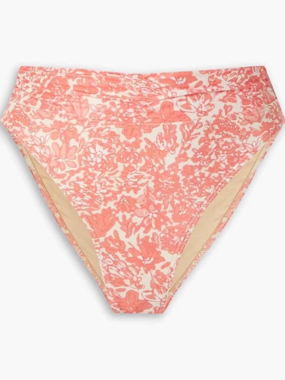 NWT Peony Swimwear ‘Ruched Hi Waist Bikini Briefs’ in “Carnation” Print Size XS